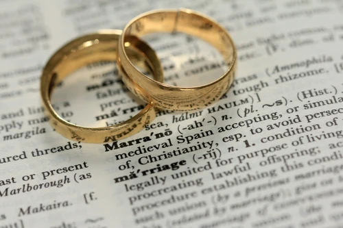 Wedding rings on Bible