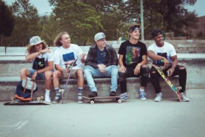 Teenage boys hanging out