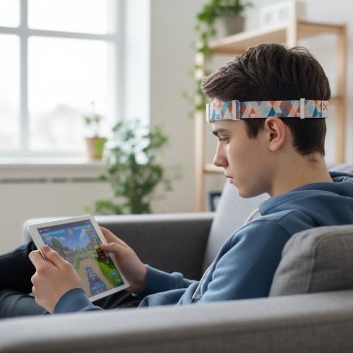 A young guy does neurofeedback for anxiety