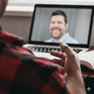 That's Jerred on the laptop doing therapy in Edmond